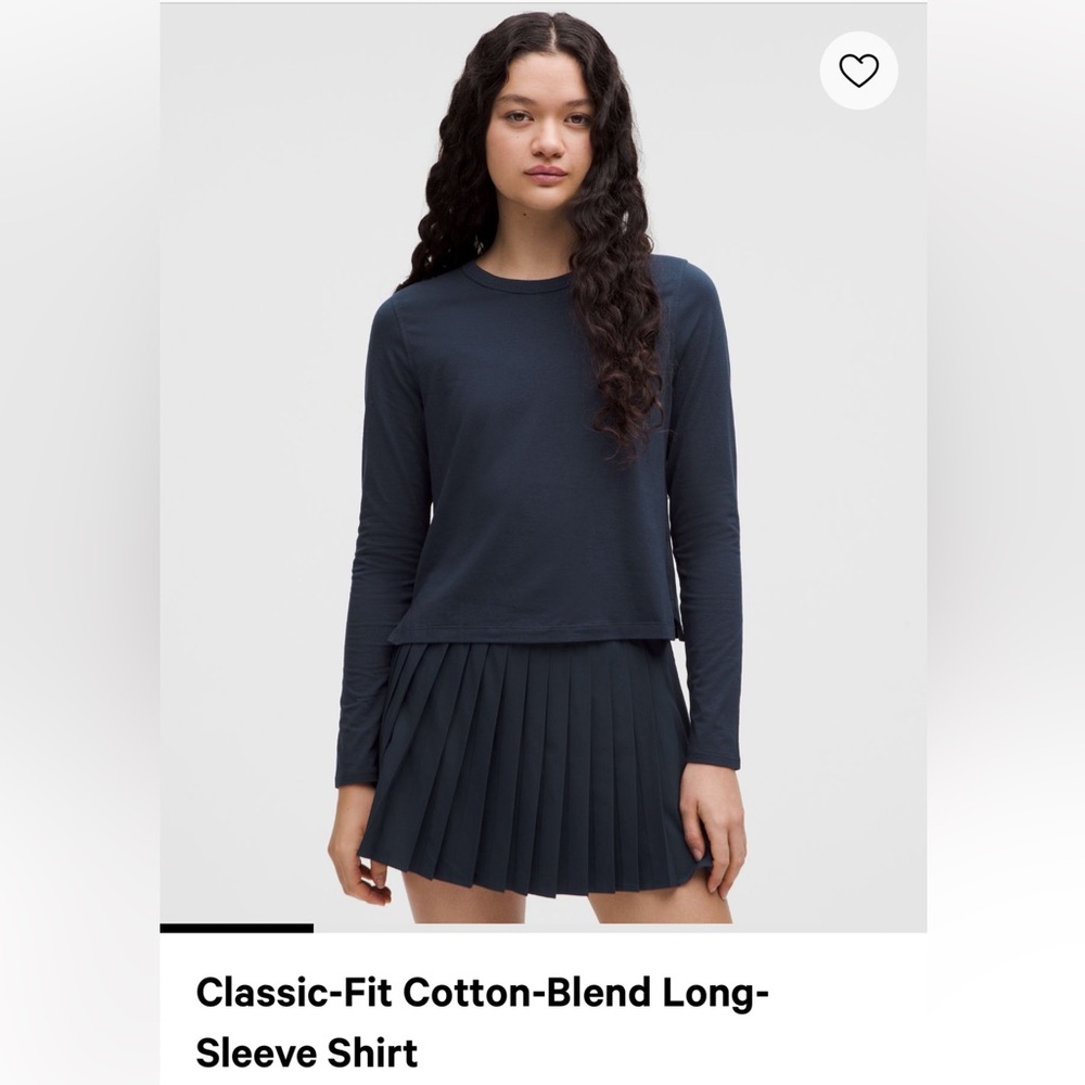 Lululemon Classic Fit Cotton Blend Long Sleeve Shirt Navy Size 4 NWOT